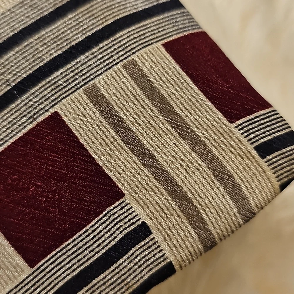 Elegant Burgundy, Beige,‎ Gray Men's Tie By ANGELINO ITALY 100% SILK